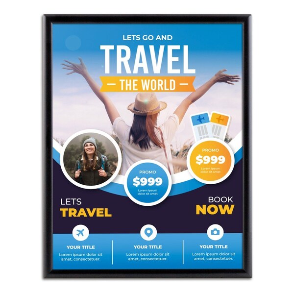 M&T Displays Opti Frame 22 in. X 28 in. Poster Size 1 in. Blk Color Profile, Mitered Corner, w/out Back Support UCP255B022x7000 - main